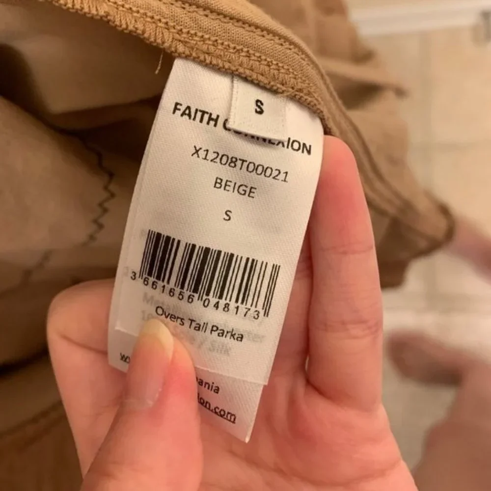 NEW size Small Faith Connexion patch tailcoat parka Los Angeles TAN color